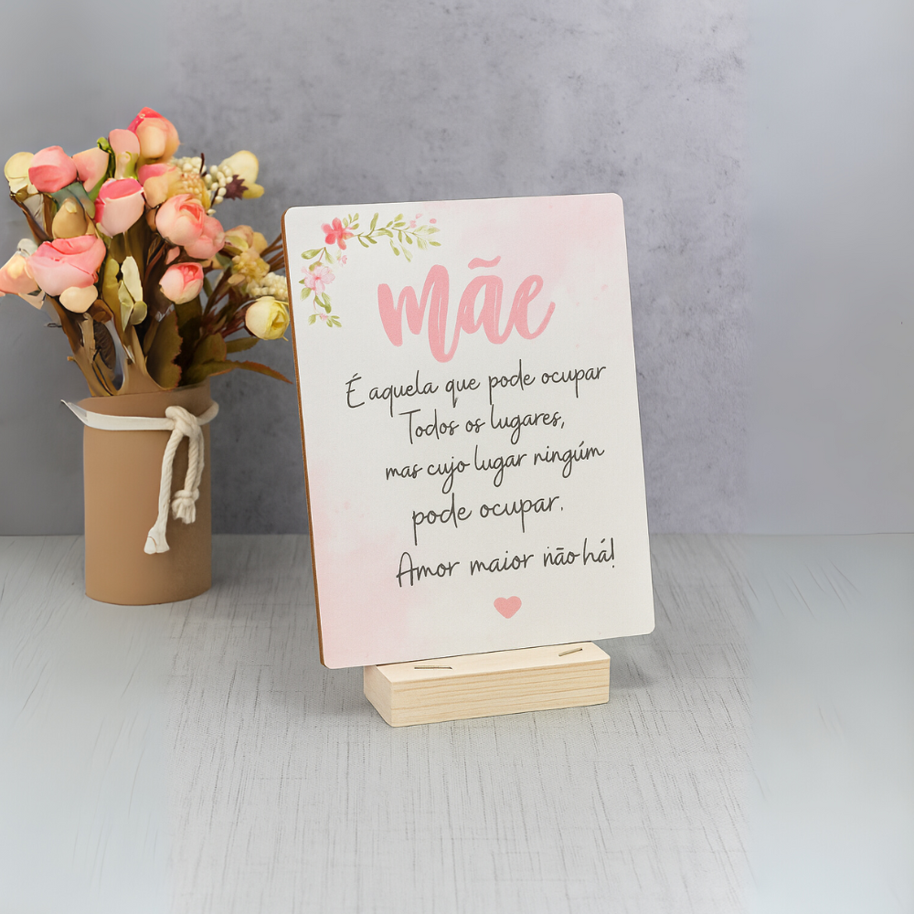 Display de Homenagem com Mensagem Personalizada Mãe - Presente Especial Dia das Mães - TL360 Store
