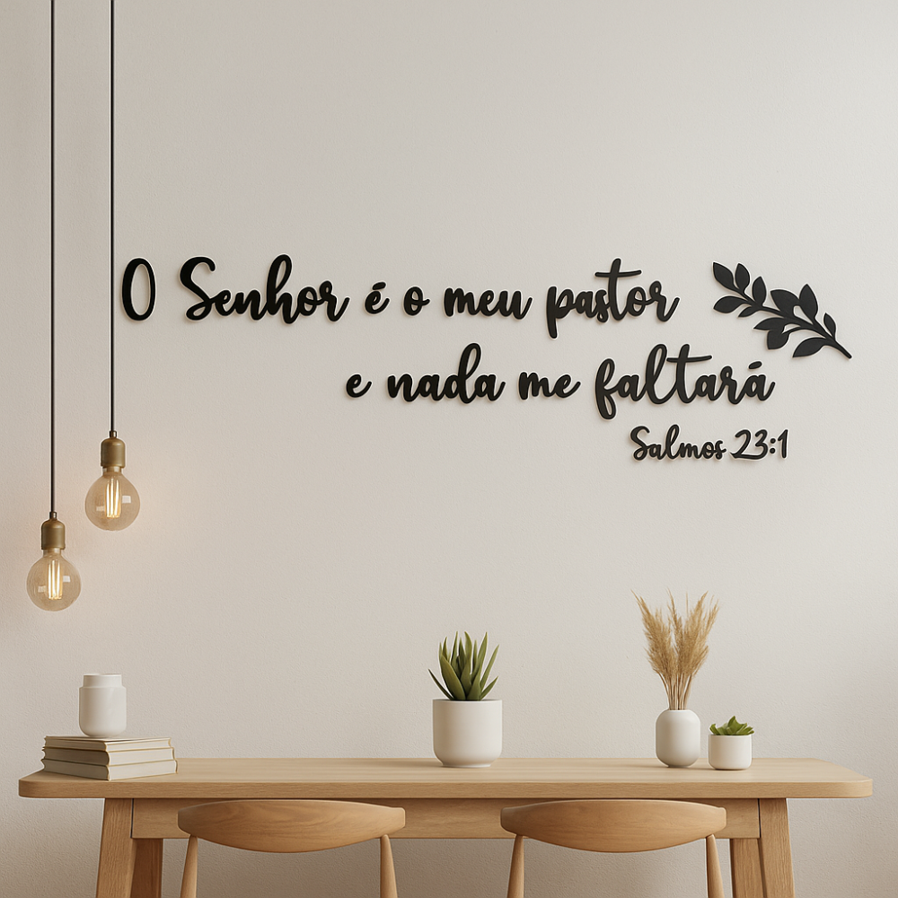 Frase de Parede Lettering - Salmos 23:1 - O Senhor é o Meu Pastor, Nada Me Faltará - TL360 Store