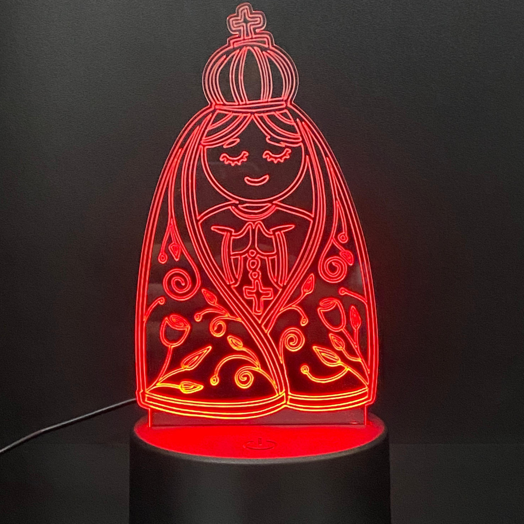 Luminária - Base com Led e Acrílico - Nossa Senhora Aparecida - TL360 Store