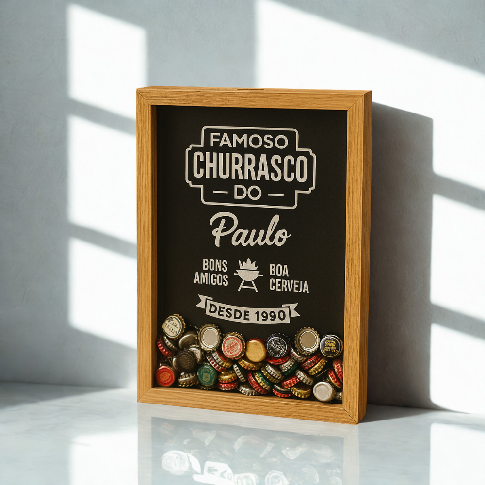 Quadro Cofre Para Tampinhas - Personalizado - TL360 Store