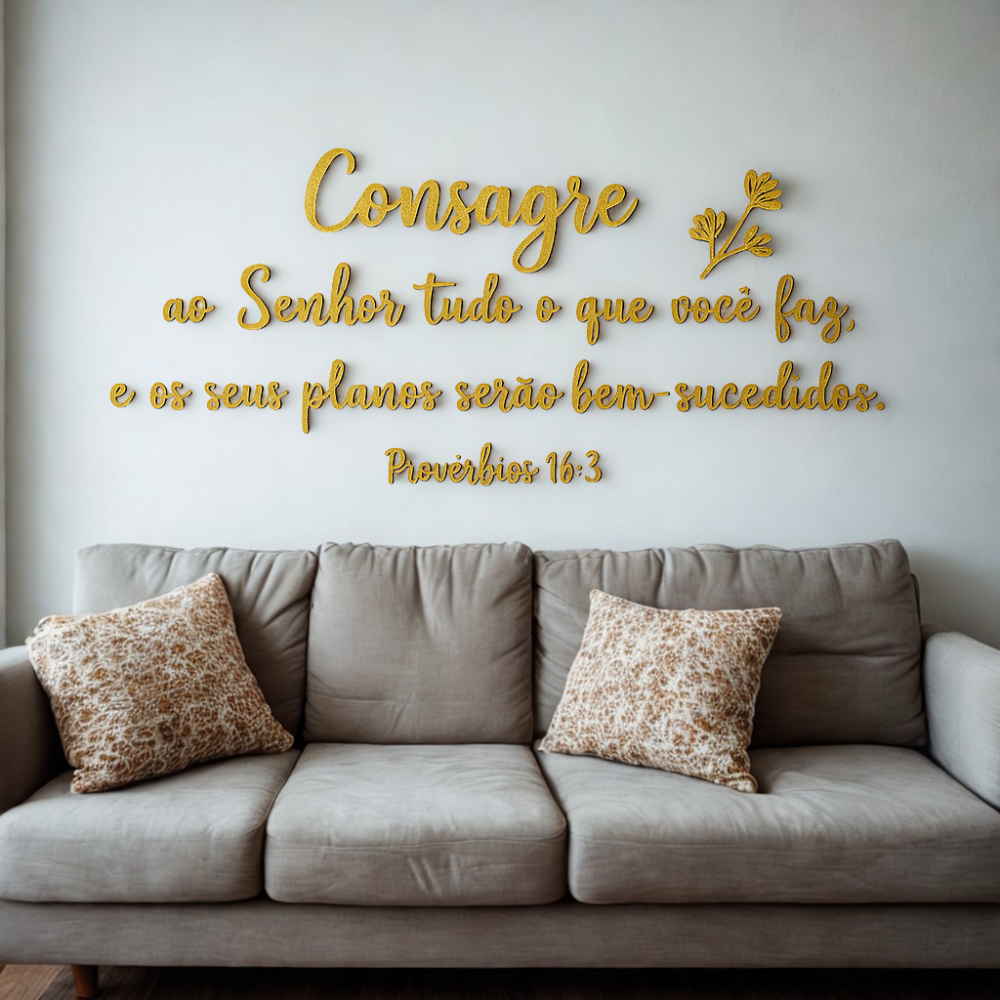 Frase de Parede Lettering - Provérbios 163 - Consagre Ao Senhor Tudo o Que Você Faz - TL360 Store