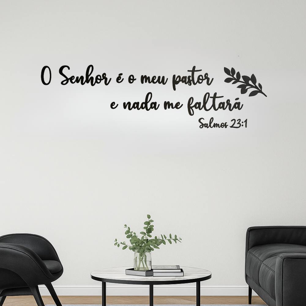 Frase de Parede Lettering - Salmos 23:1 - O Senhor é o Meu Pastor, Nada Me Faltará - TL360 Store