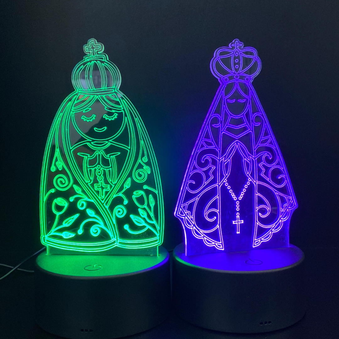 Luminária - Base com Led e Acrílico - Nossa Senhora Aparecida - TL360 Store