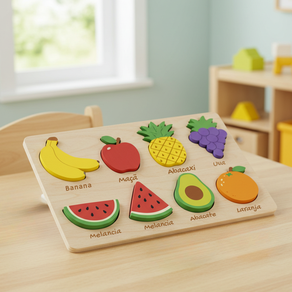 Jogo de Encaixe Lúdico - Frutas - Para Crianças Até 4 Anos - TL360 Store