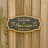 Placa Cantinho do Churrasco em Madeira Maciça - TL360 Store