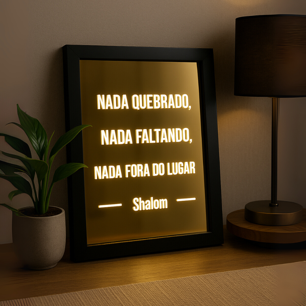 Quadro Shalom - Nada Quebrado, Nada Faltando, Nada Fora do Lugar - TL360 Store