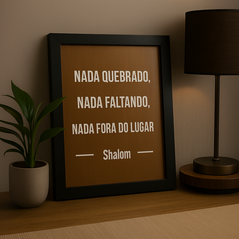 Quadro Shalom - Nada Quebrado, Nada Faltando, Nada Fora do Lugar - TL360 Store