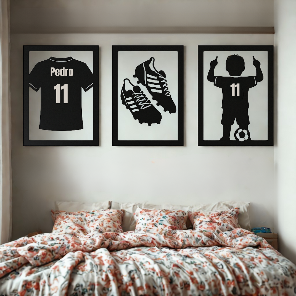 Silhuetas em MDF Estilo Quadro Decorativo - Tema Futebol - TL360 Store